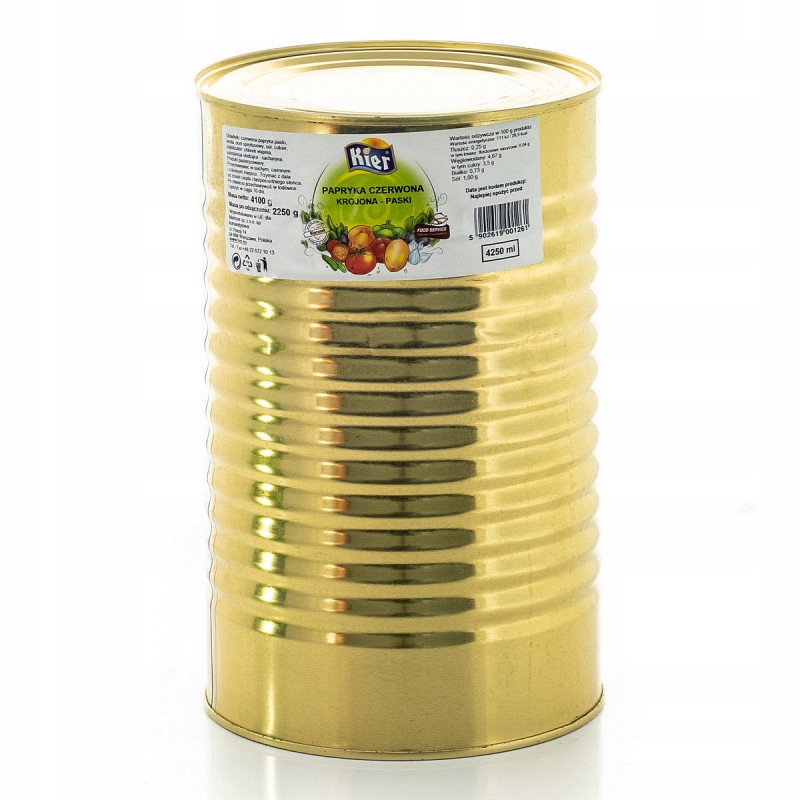 Duża Puszka Papryka Czerwona Krojona - Paski 4250Ml 4100G/2250G