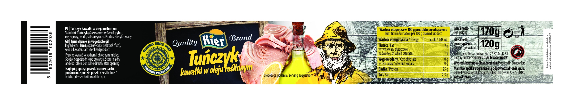 Tuńczyk W Oleju Roslinnym - Duże Kawałki 170G/ 120G