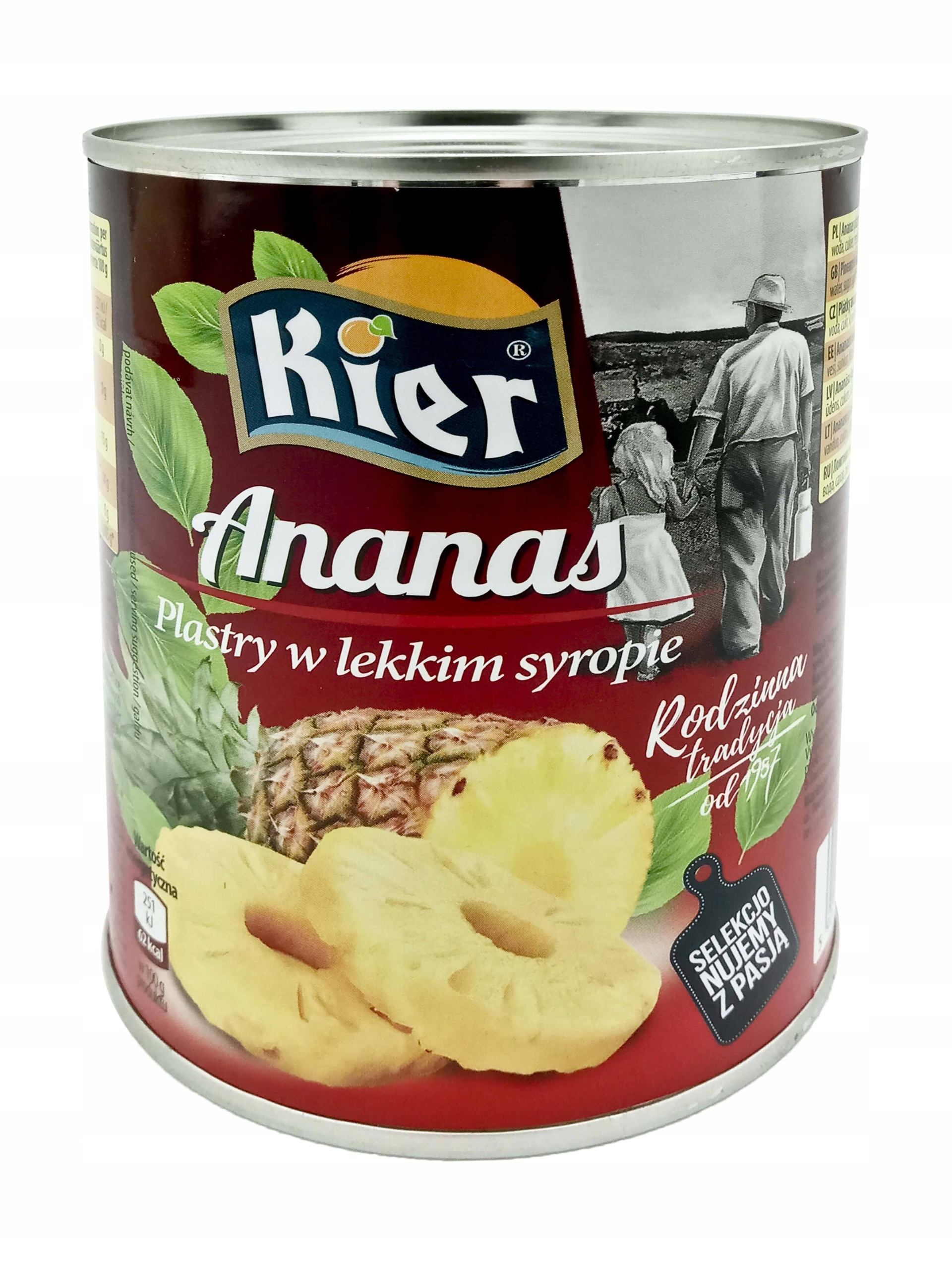 Duża Puszka Ananas Plaster W Syropie Regularne 3050G/1795G