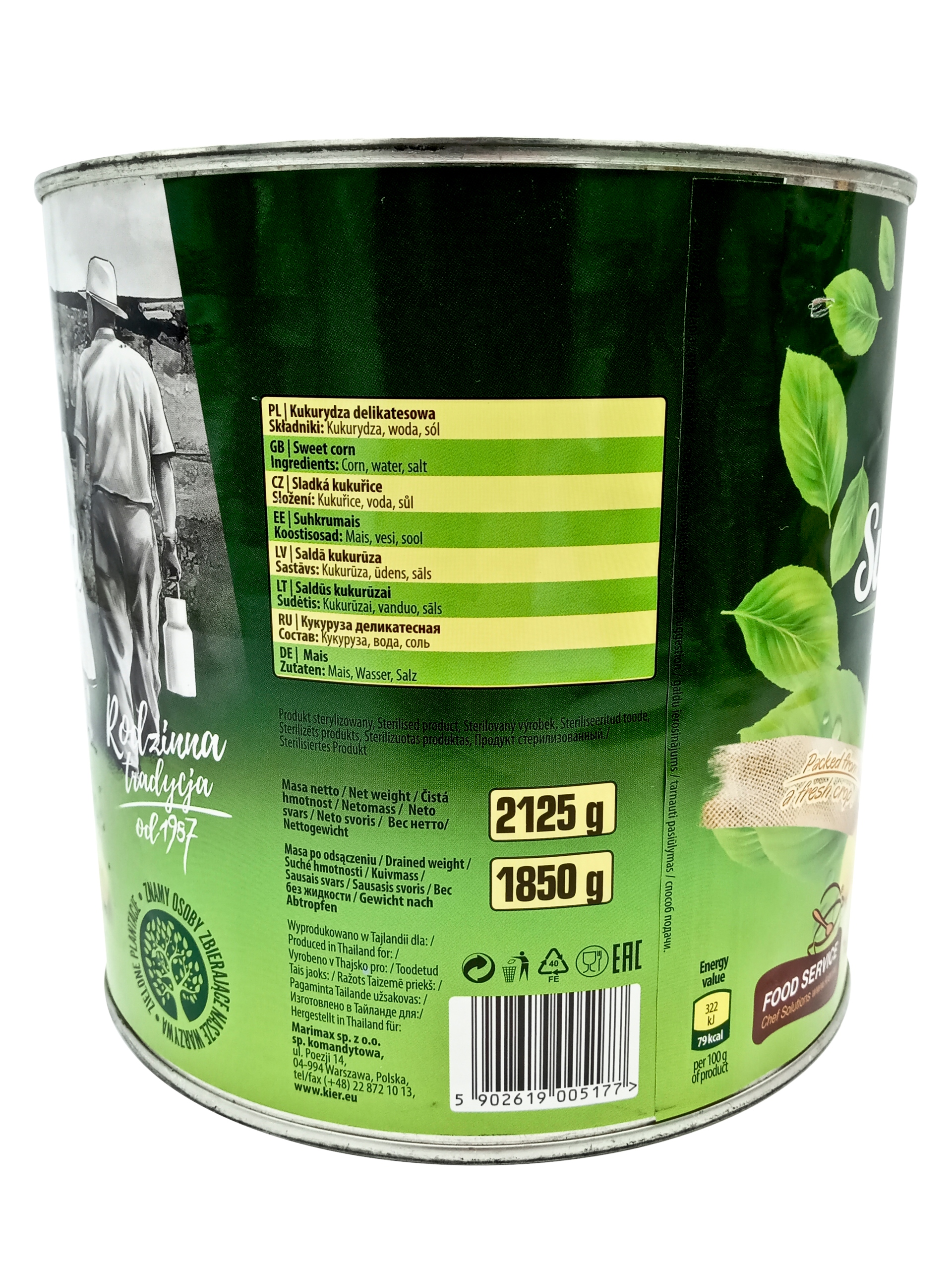 Duża Puszka Kukurydza Delikatesowa Naturalnie Super Słodka 2500G/1775G