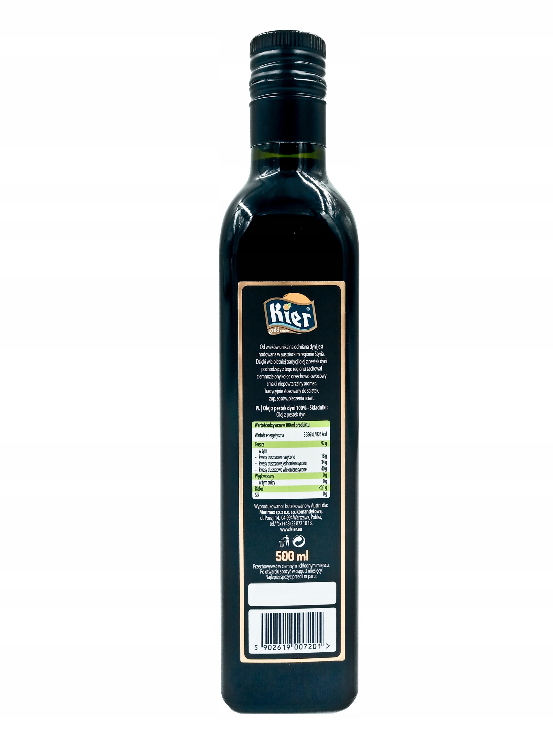 Olej Z Pestek Dyni Nierafinowany Kier 500 Ml