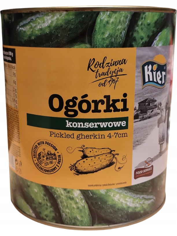 Kier Duża Puszka Ogórki Konserwowe 4-7 Cm Puszka 3000G/ 1600G