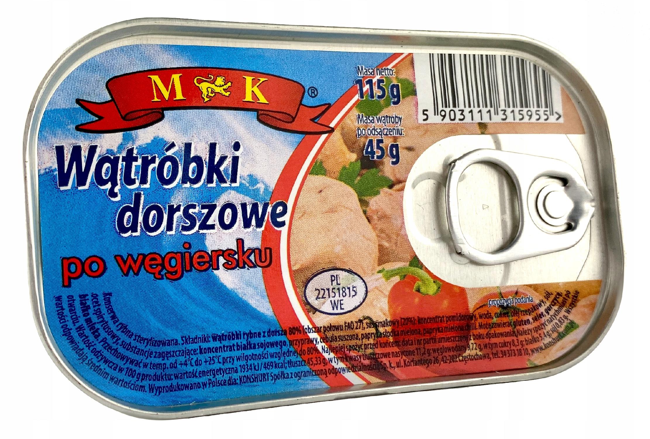 Wątróbki Dorszowe Po Węgiersku Mk 0,115 Kg