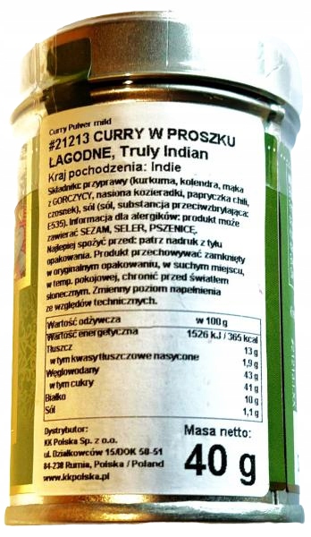 Mieszanka Przypraw Curry Madras Łagodna 40G - Truly Indian